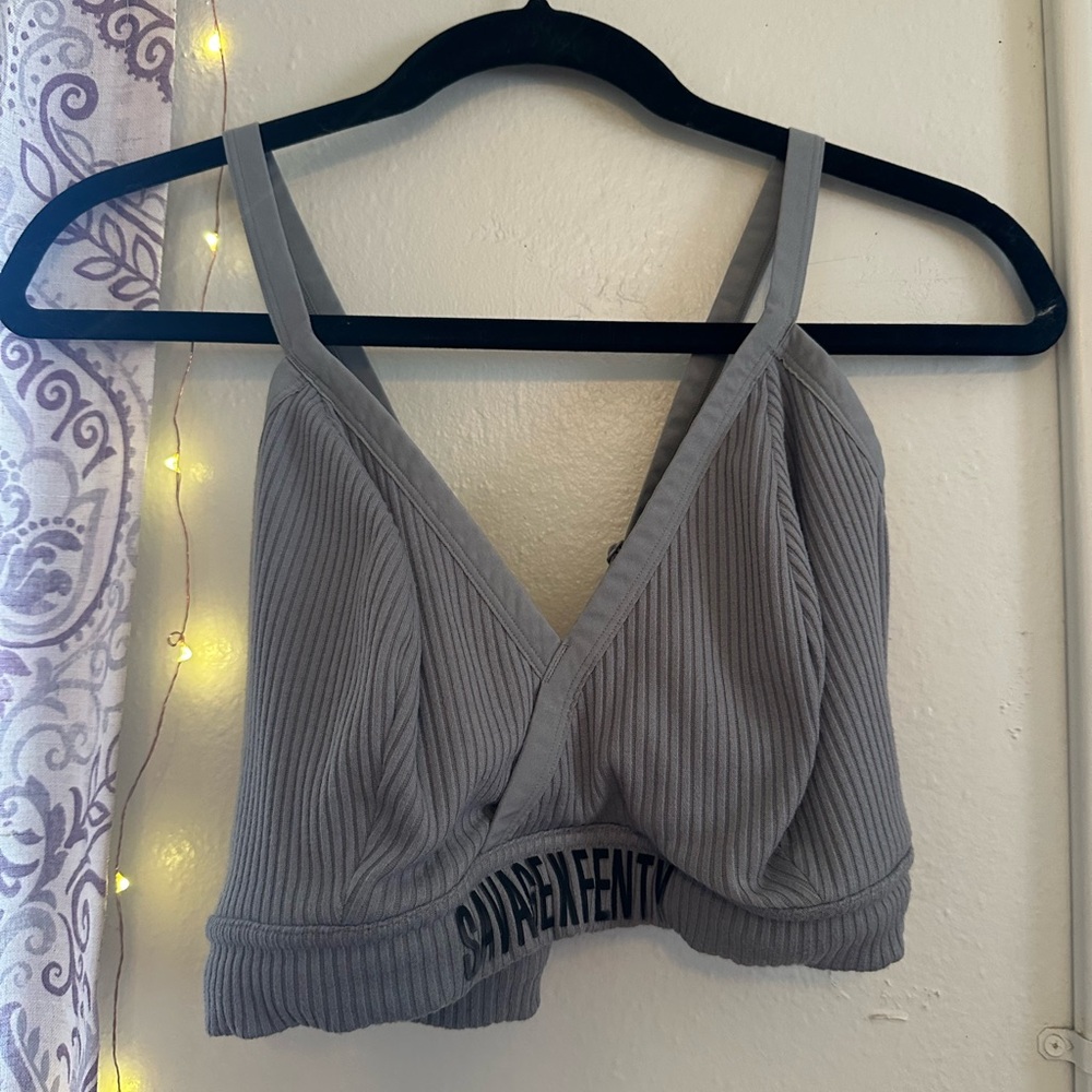 Gray Ribbed Savage X Fenty Spirts Bra preloved